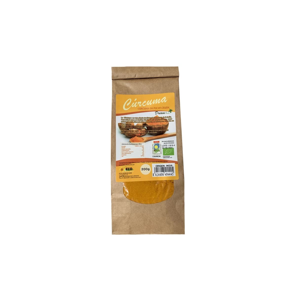 Curcuma en polvo bio 200 g Dream Foods