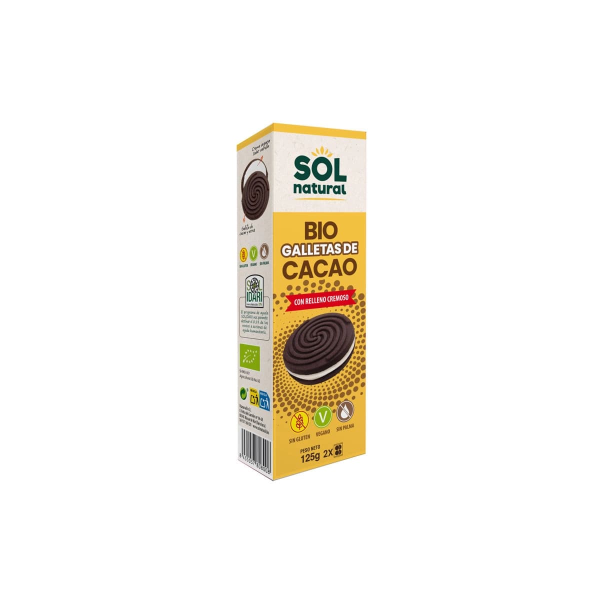 Galletas de cacaocon relleno cremoso Bio 125 g Sol Natural