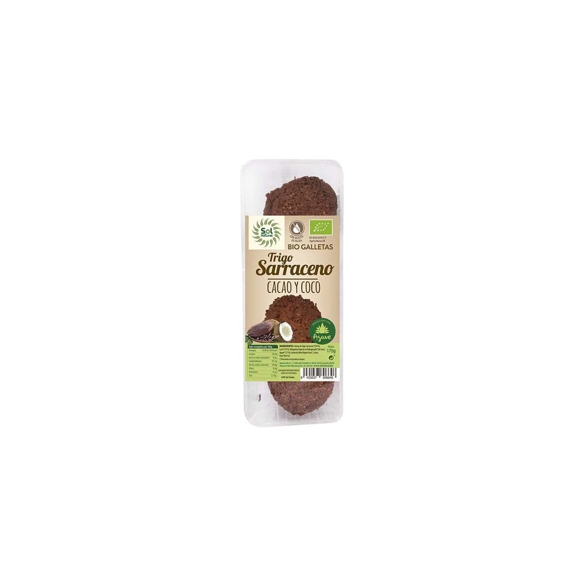 Galletas sarraceno coco cacao bio 175g Sol Natural