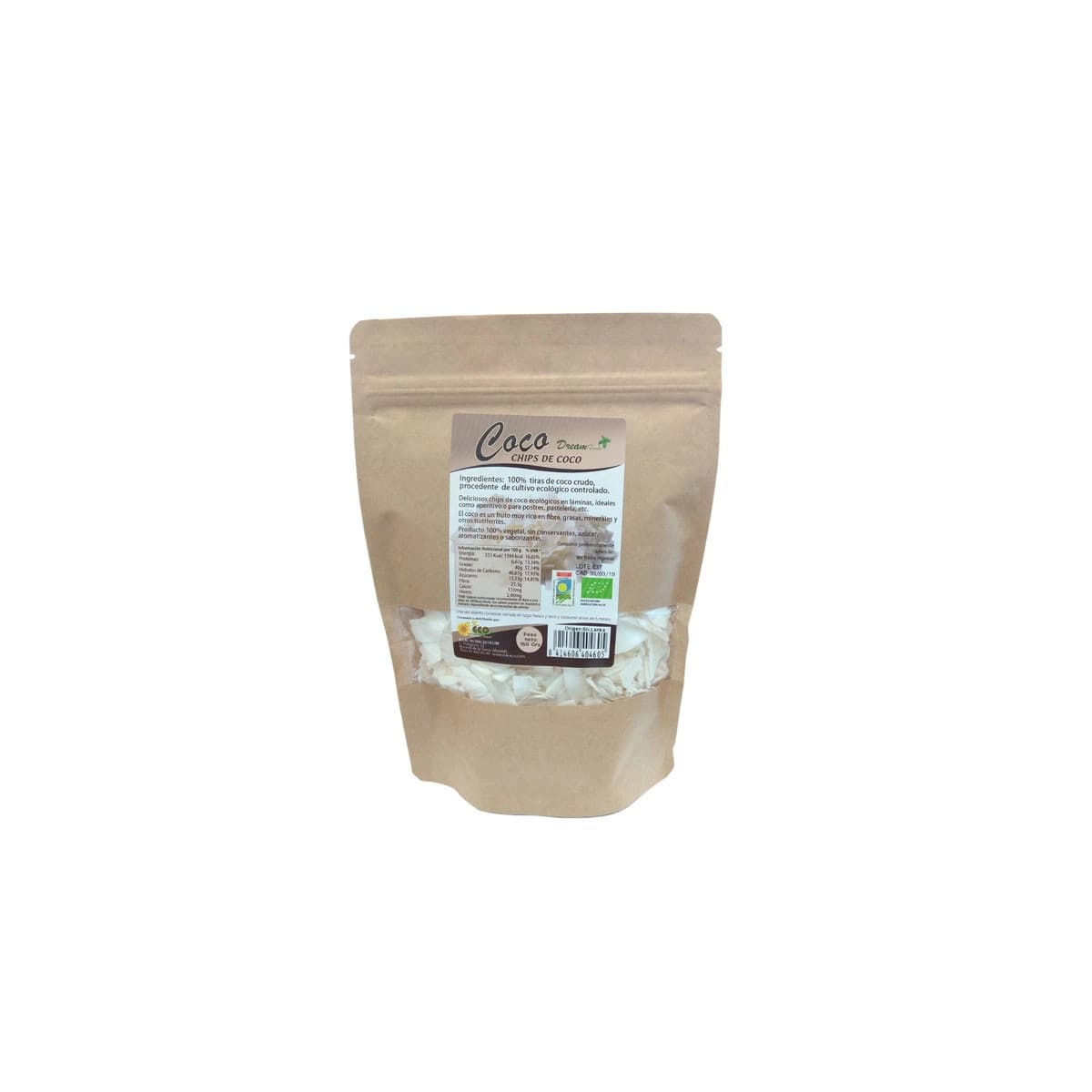 Chips de coco crudos bio 150 g Dream Foods
