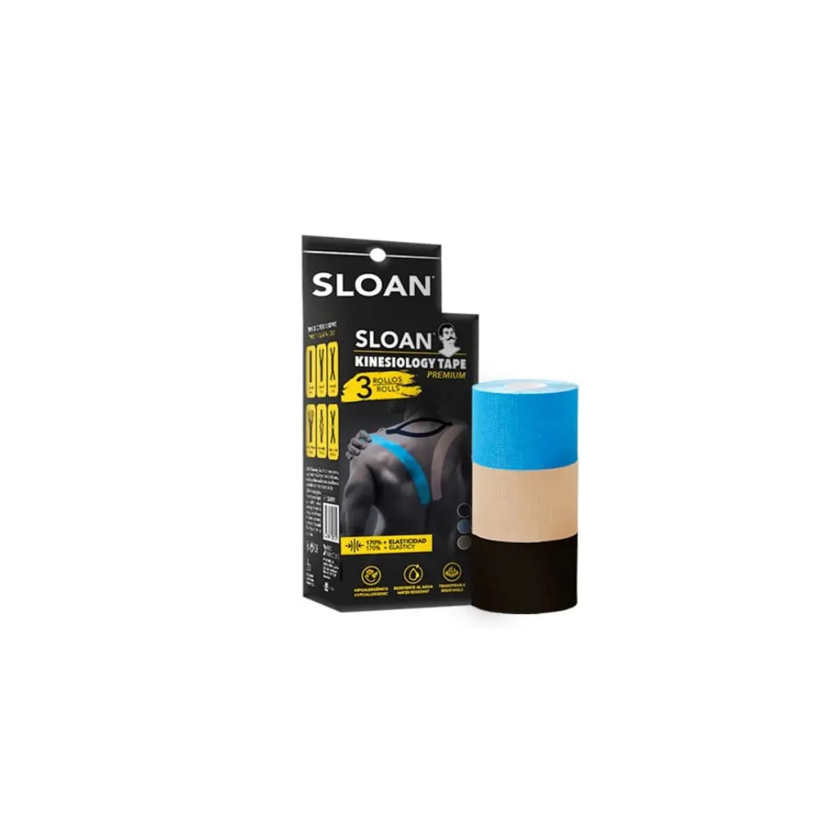 Sloan kinesiology tape Pack 3 rollos 5x5