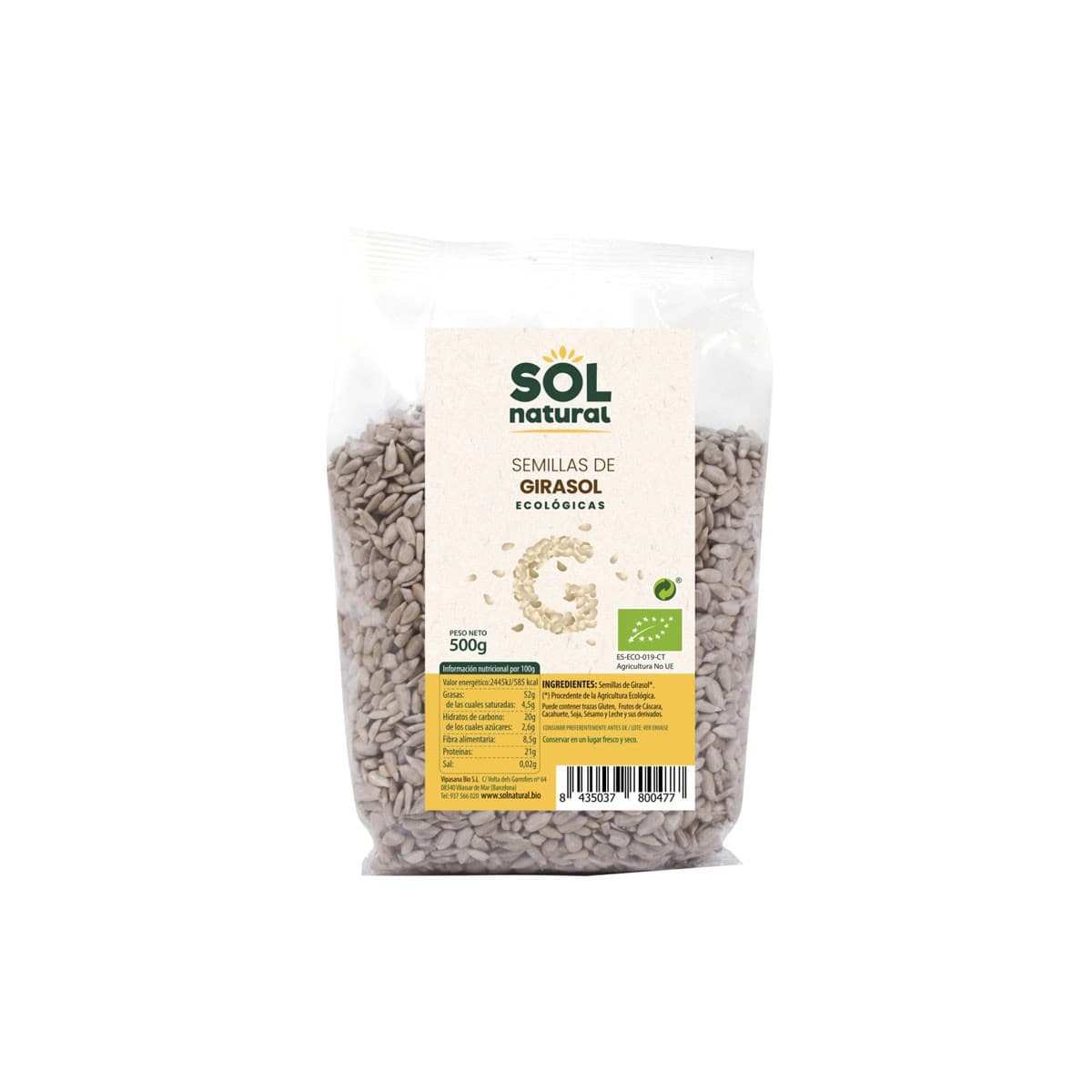 Semillas de Girasol Bio 500g Sol Natural