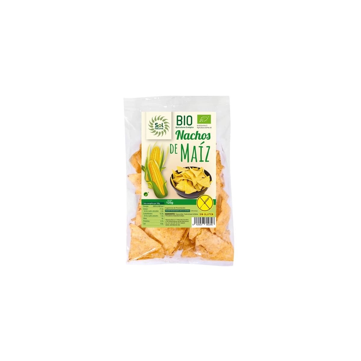 Nachos de maiz natural bio 125g Sol Natural