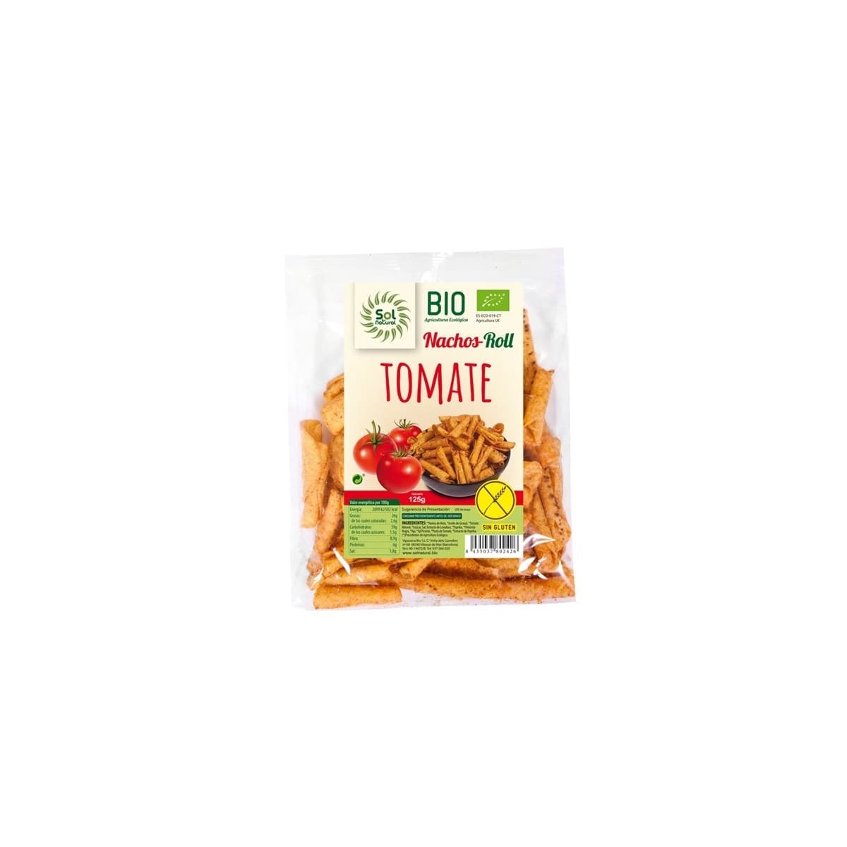 Nachos roll de maiz con tomate bio 125g Sol Natural