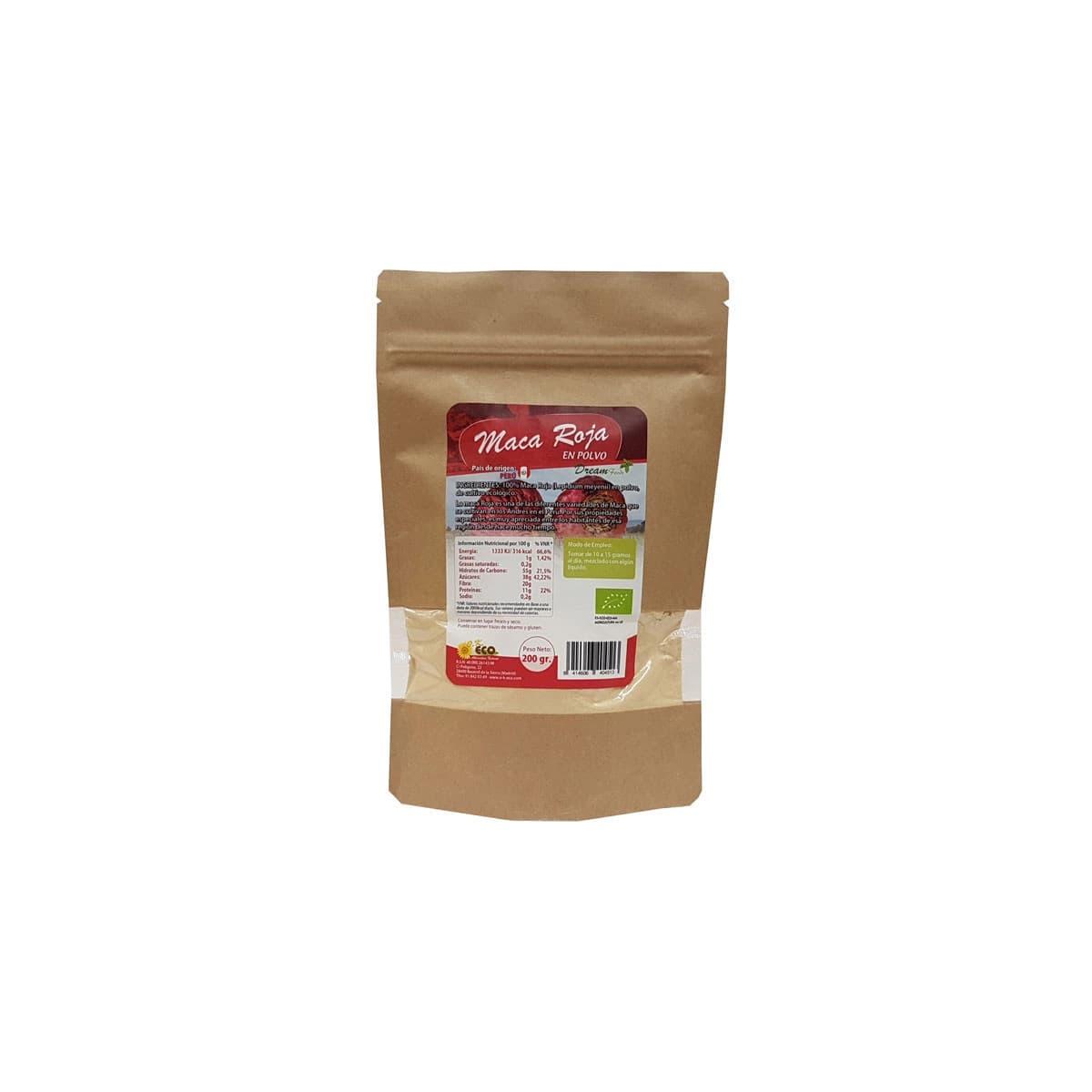 Maca roja bio en polvo 200 g Dream Foods