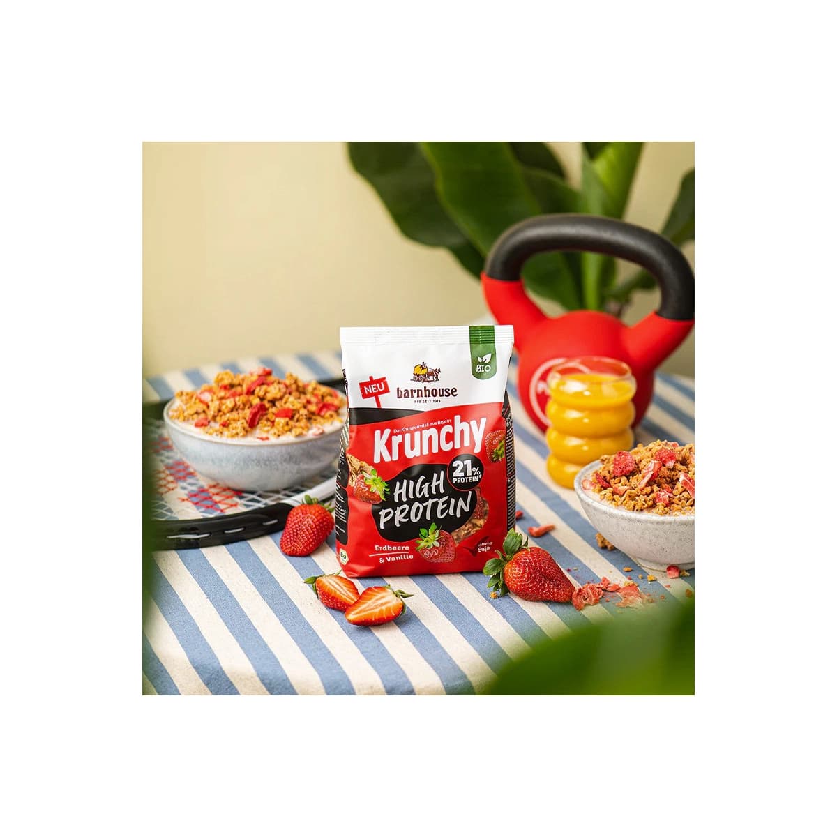 Muesli Krunchy Fresa V.High Protein (21% protein) bio 450g Barnhouse
