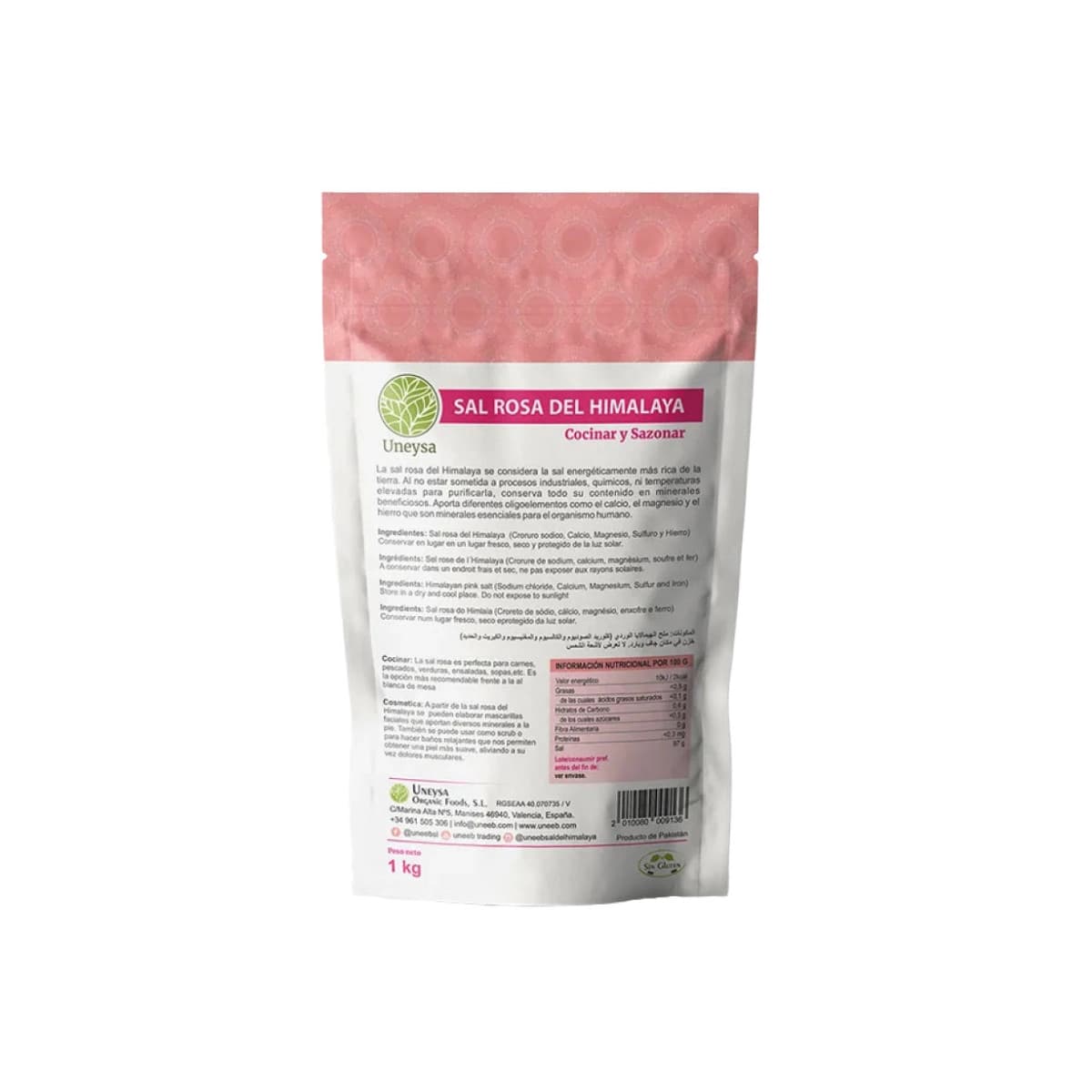 Sal rosa del Himalaya gruesa 1kg Uneysa