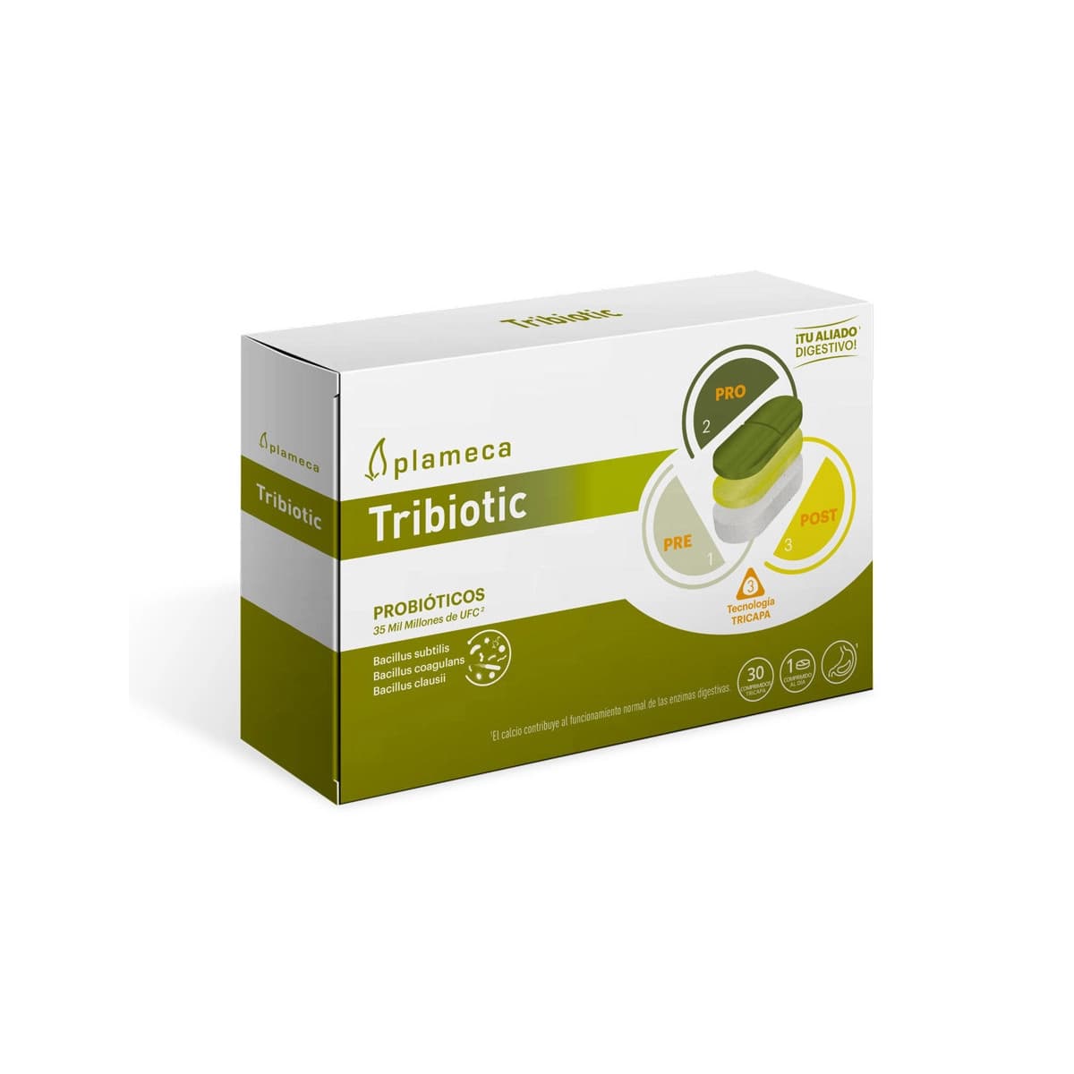Tribiotic Postbiotico, Probiotico y Prebiotico 30 comp Plameca