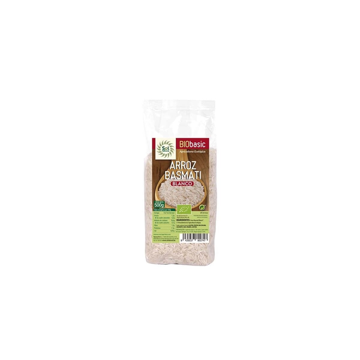 Arroz basmati blanco bio 500 g Sol Natural