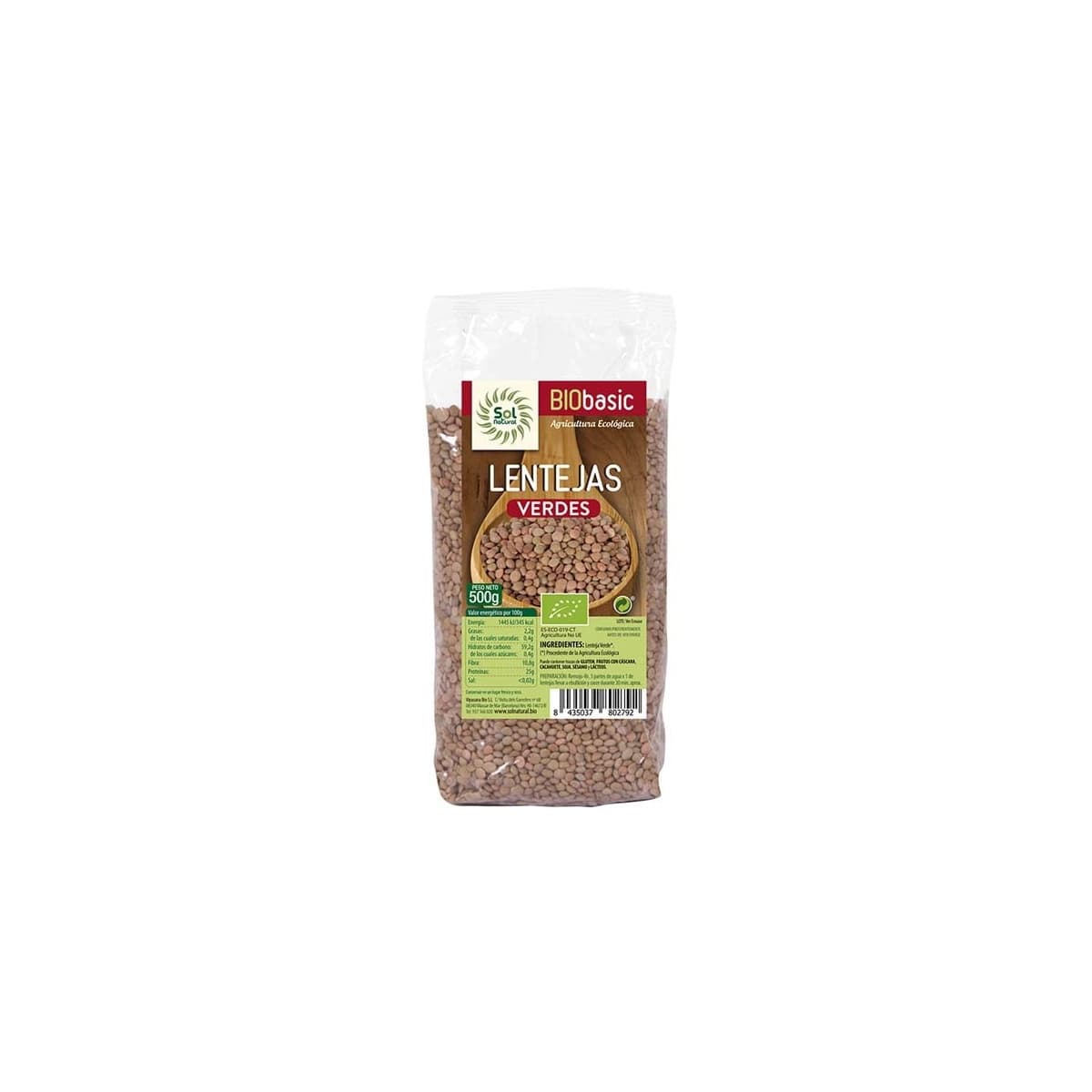 Lentejas verdes bio 500 g Sol Natural