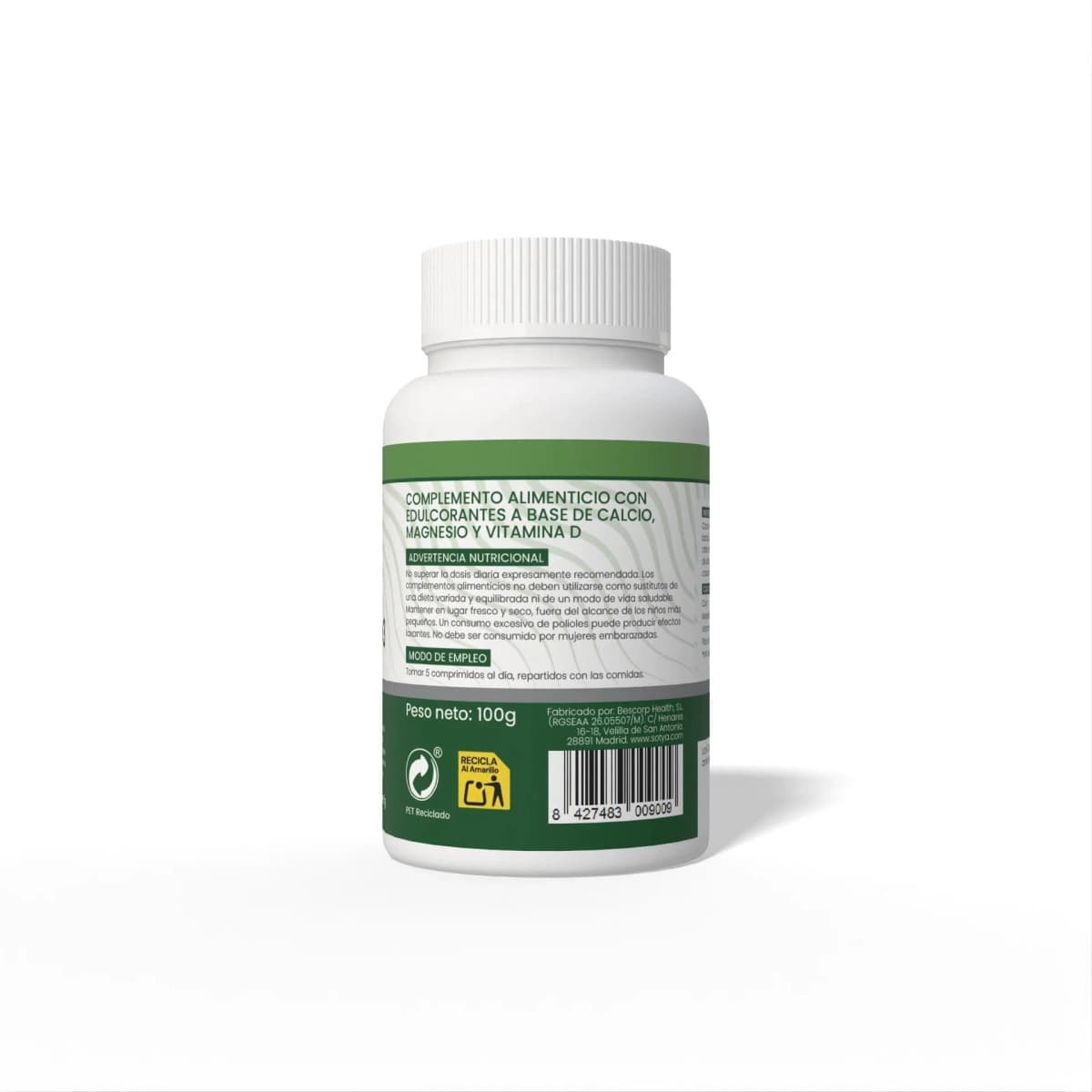 Calcio y vitamina D3 masticable 1 g 100 comprimidos Sotya