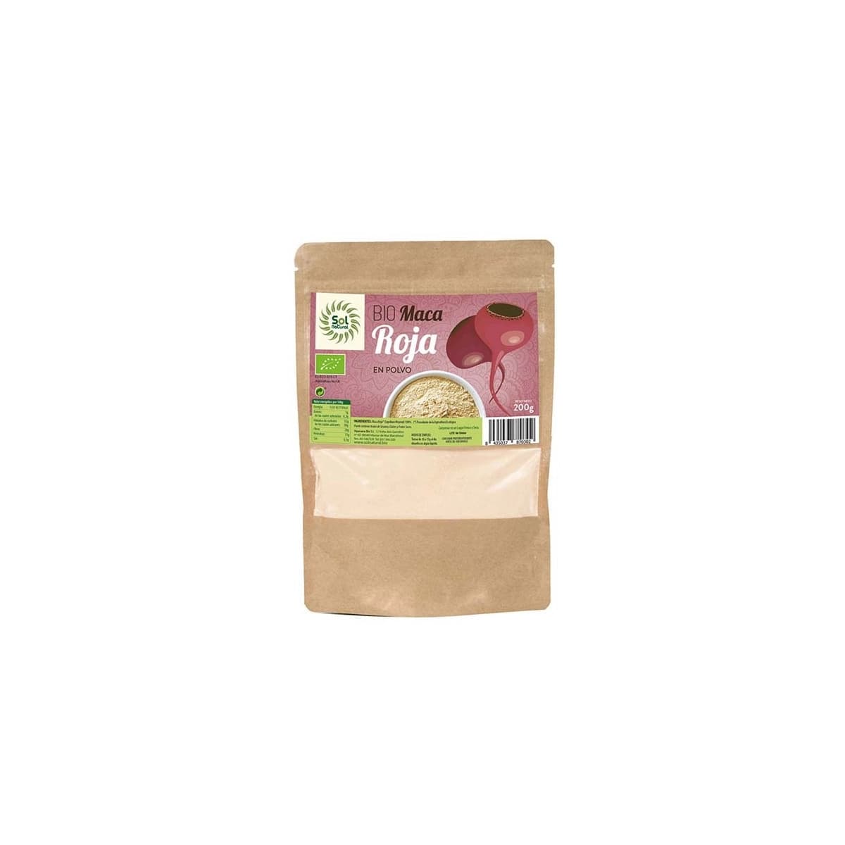 Maca roja en polvo bio 200 g Sol Natural