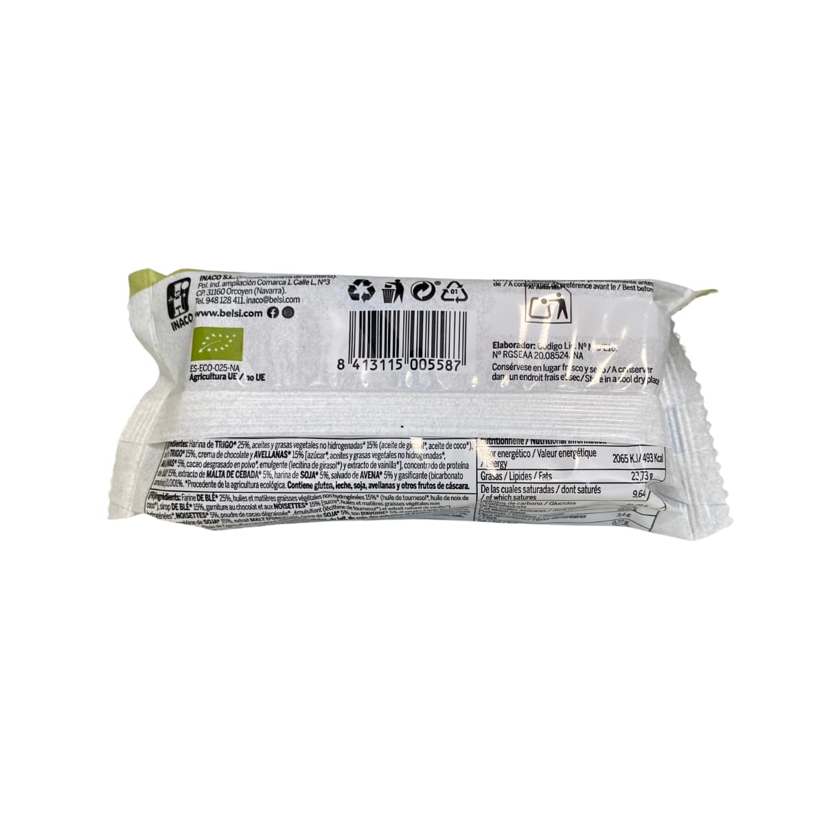 Galleta proteica rellena choco avellana bio 16x70g Belsi