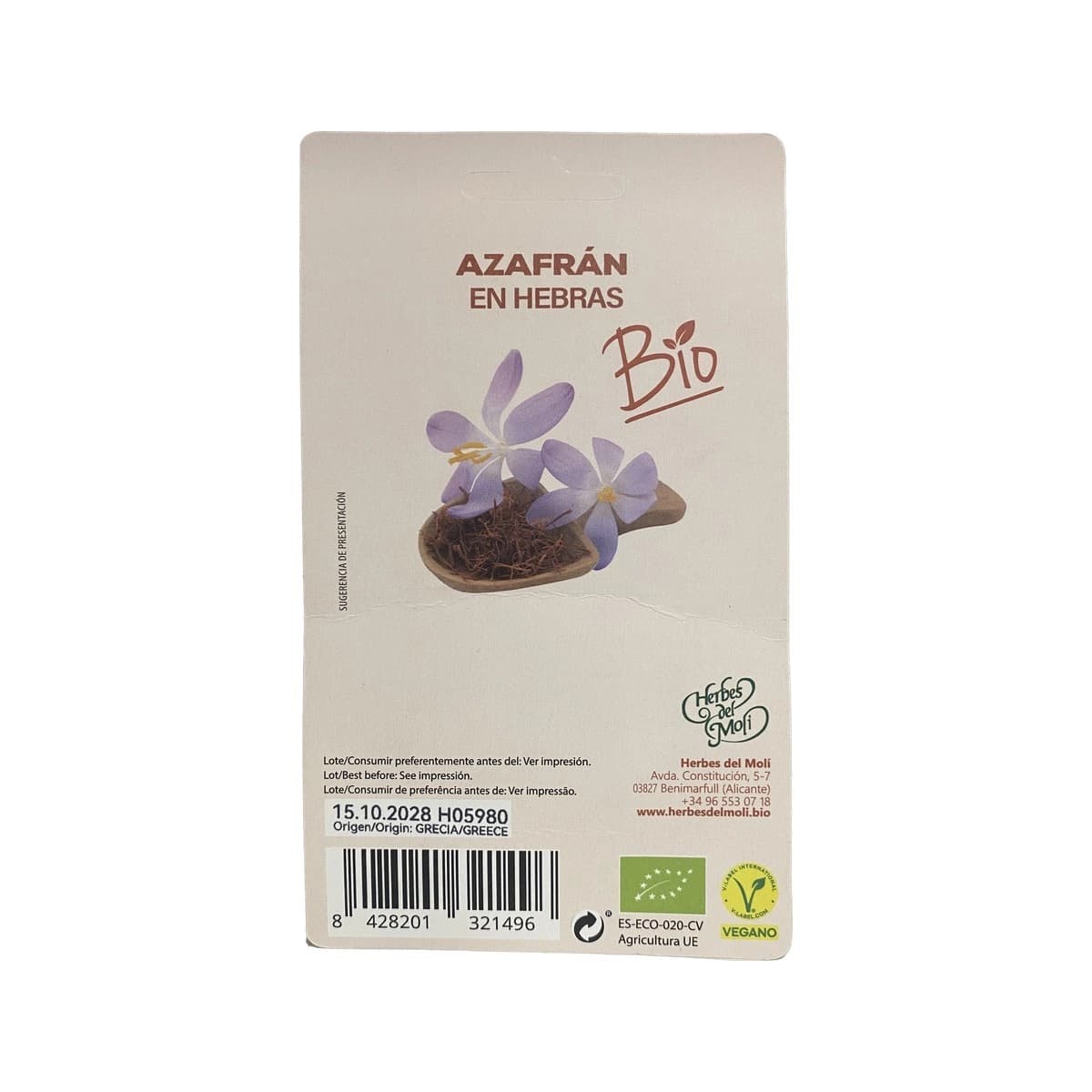 Azafran en hebras Bio 0,4g Artemis