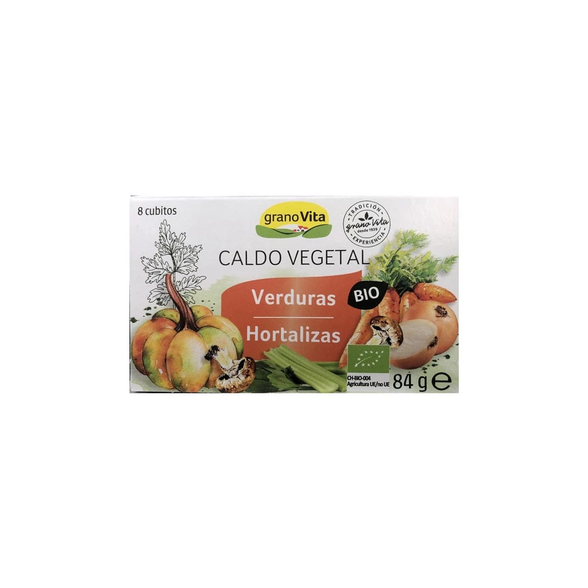 Caldo vegetal de verduras Bio 8 cubitos Granovita