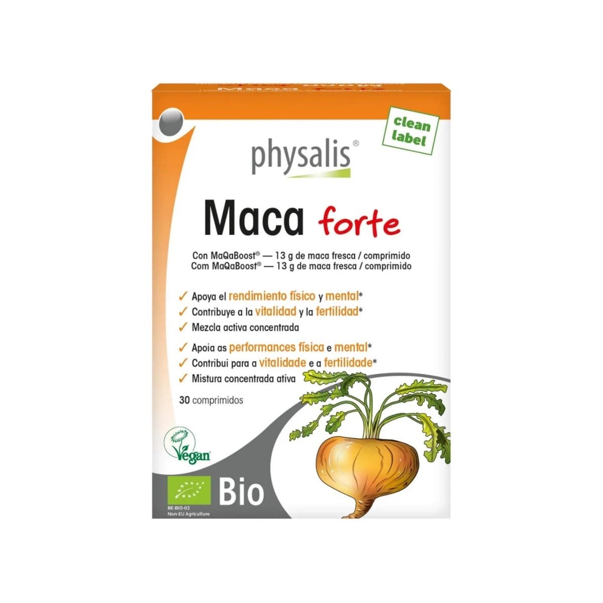 Maca forte Vegan Bio 30 comprimidos Physalis