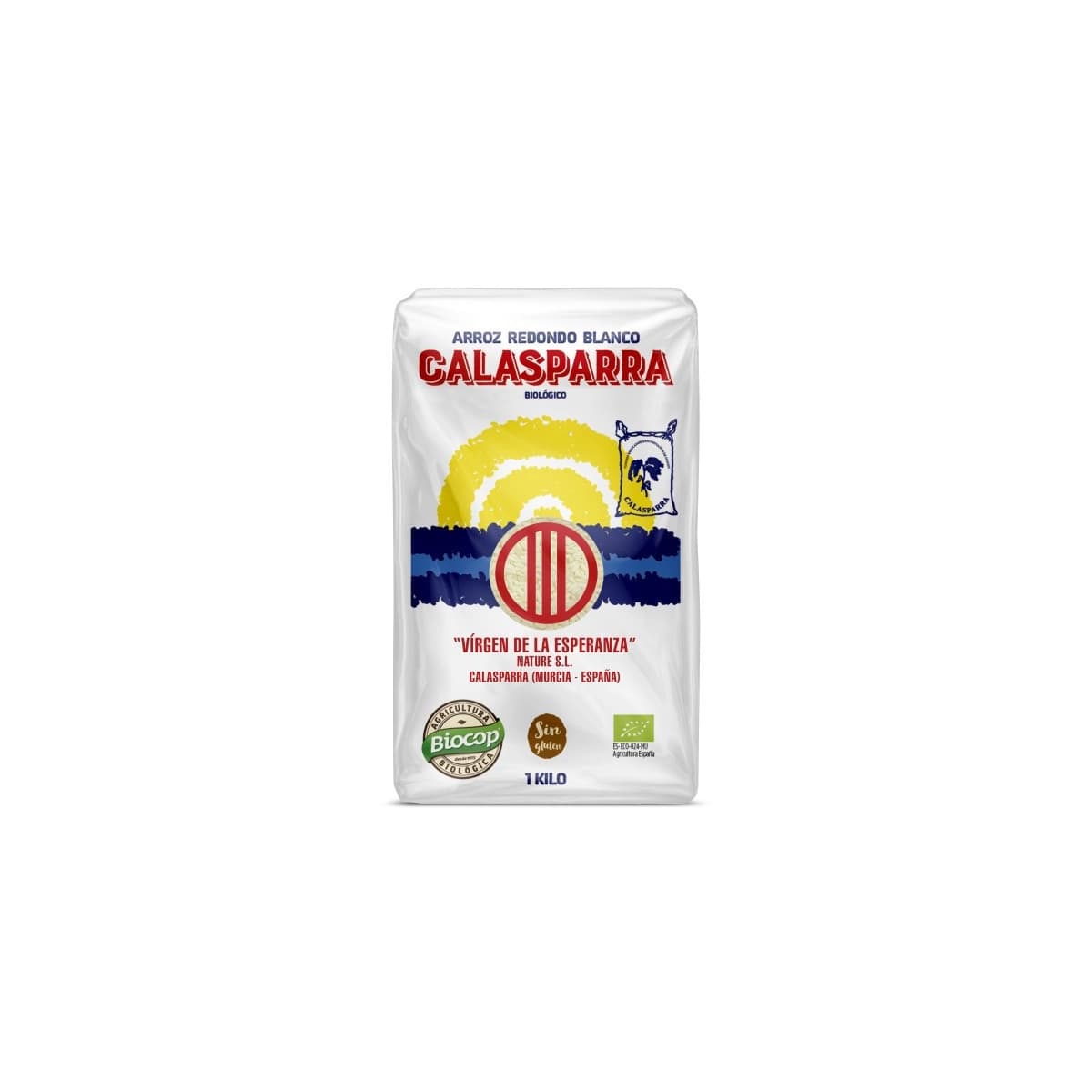 Arroz redondo blanco envase de plastico bio 1kg Calasparra
