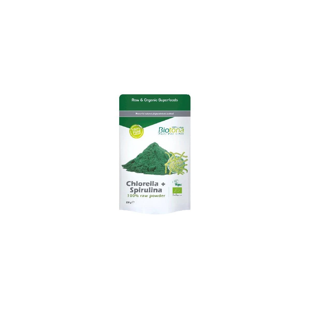 Chlorella y espirulina polvo superfood bio 200g Biotona