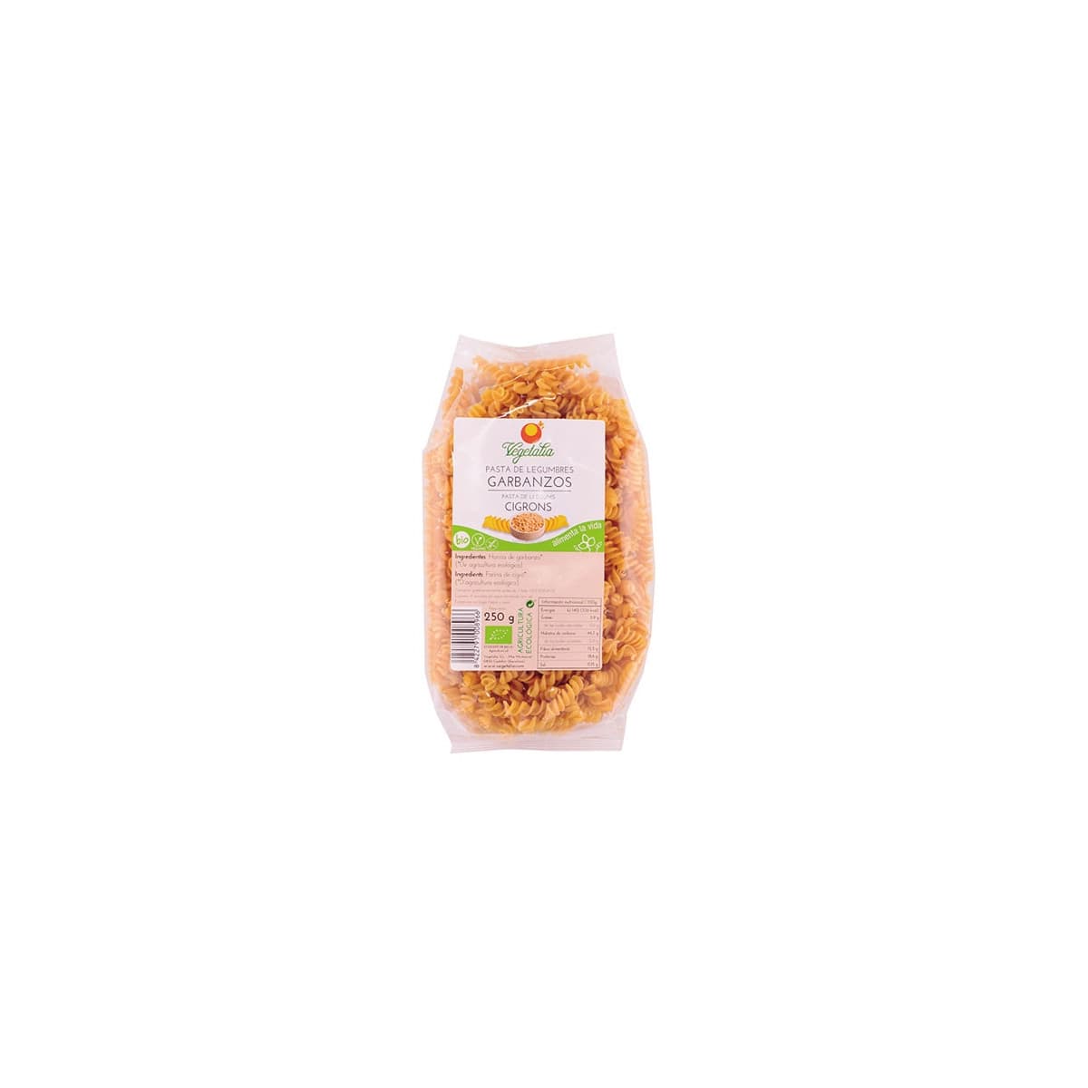 Espirales de garbanzos s/gluten Bio 250 grs. Vegetalia