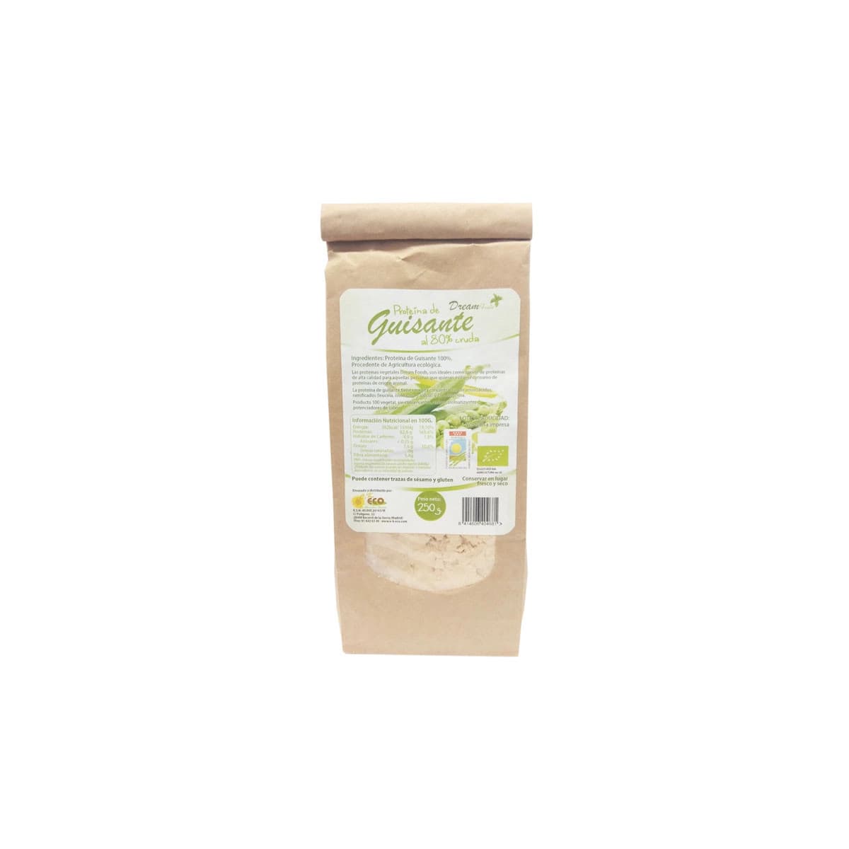 Proteína de guisantes bio 80% 250 g Dream Foods