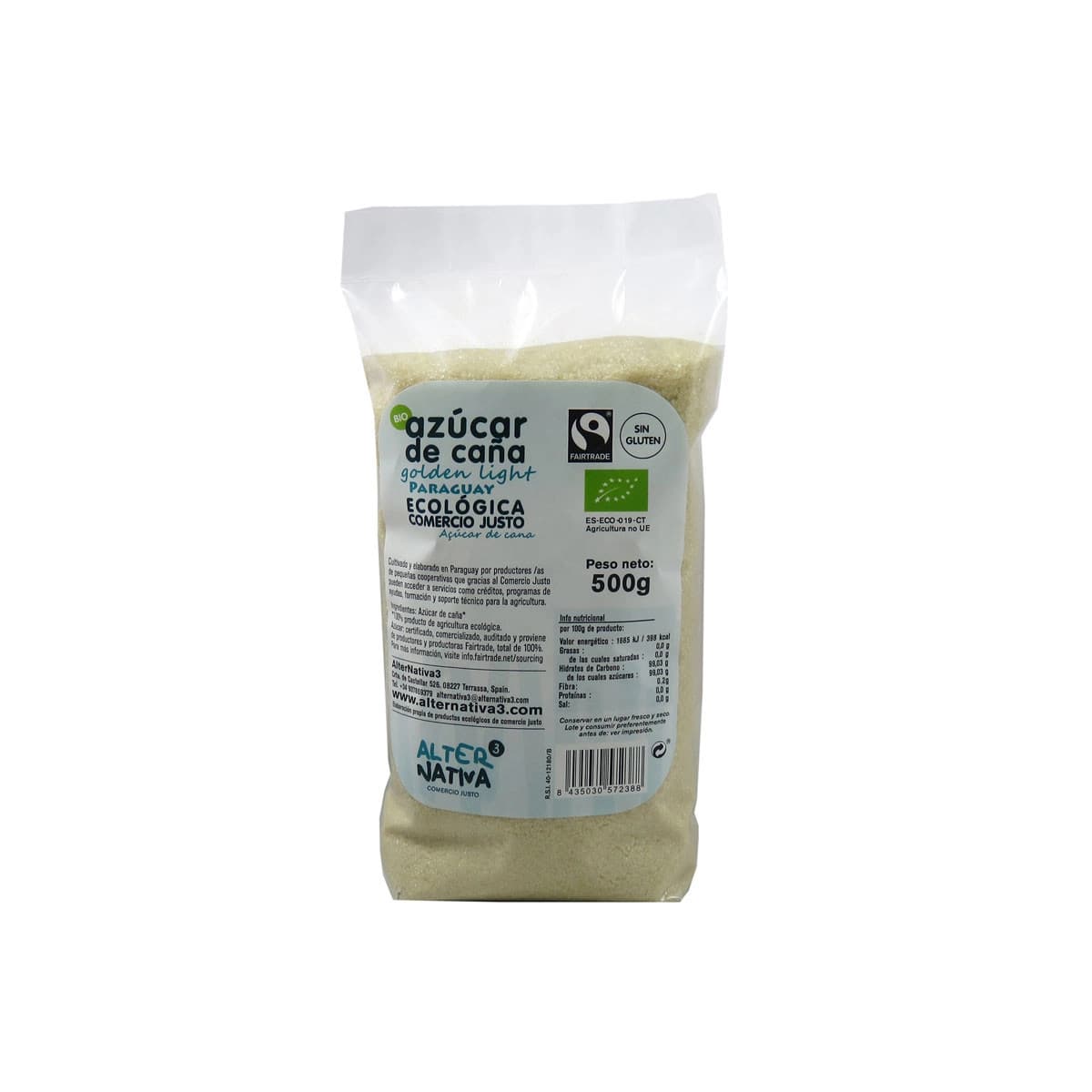 Azucar de caña golden light bio paraguay 500g Alternativa3