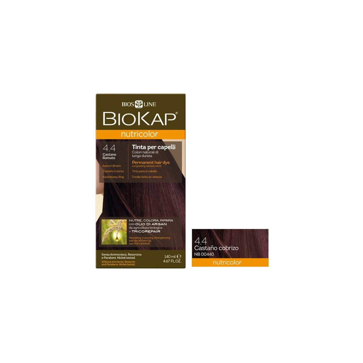 Tinte 4.4 castaño cobrizo 140ml Biokap