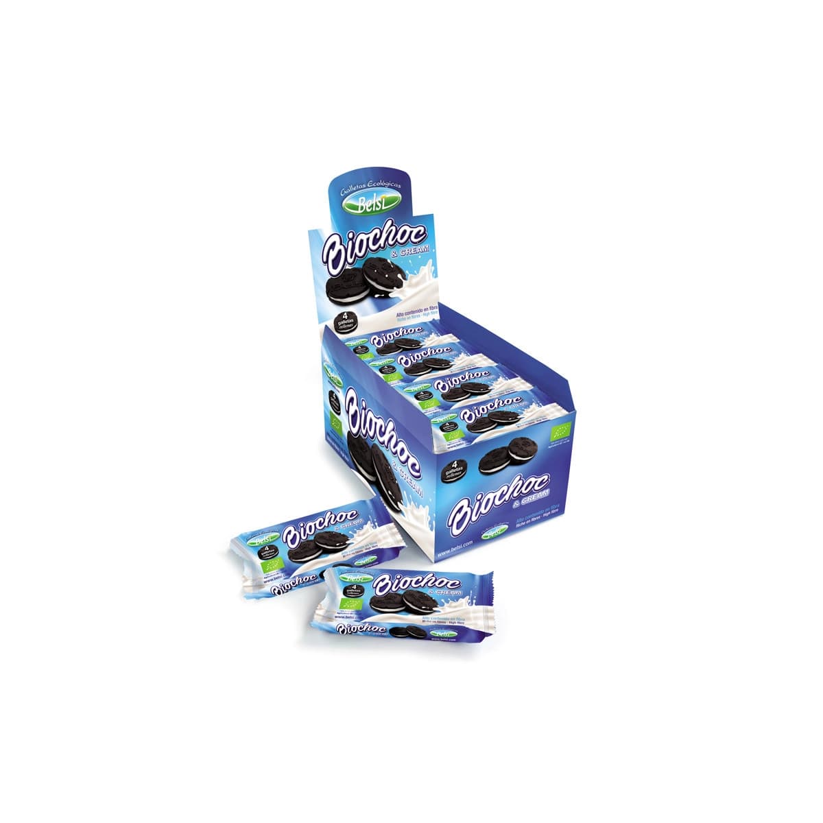 Galletas Cacao rellena crema blanca (Biochoc&Cream) 16x60g Belsi