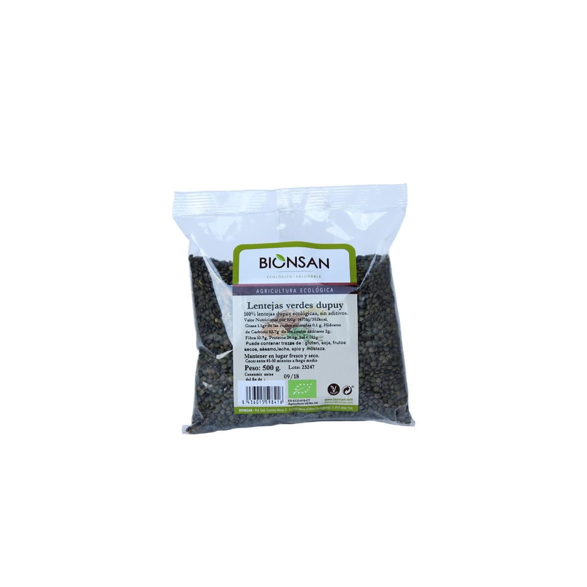 Lentejas verde Dupuy Bio 500g Bionsan