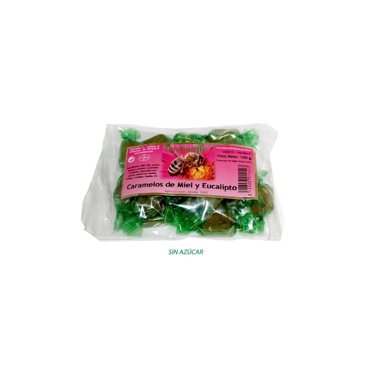 Caramelos Miel y Eucalipto sin azucar 100g Hispamiel