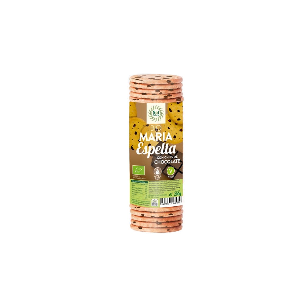 Galletas maria espelta chips chocolate bio 200g Sol Natural