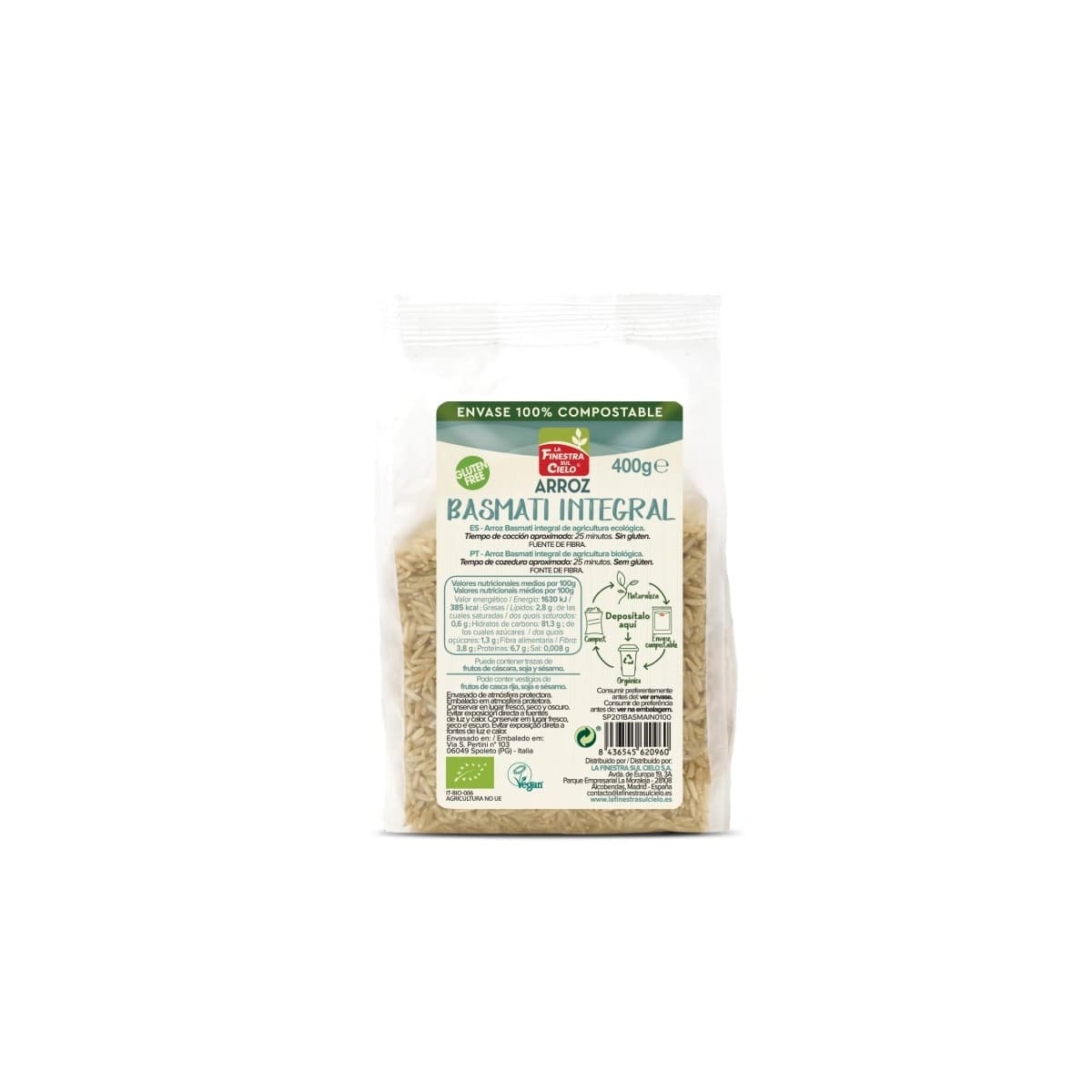 Arroz basmati integral bio 400g La Finestra