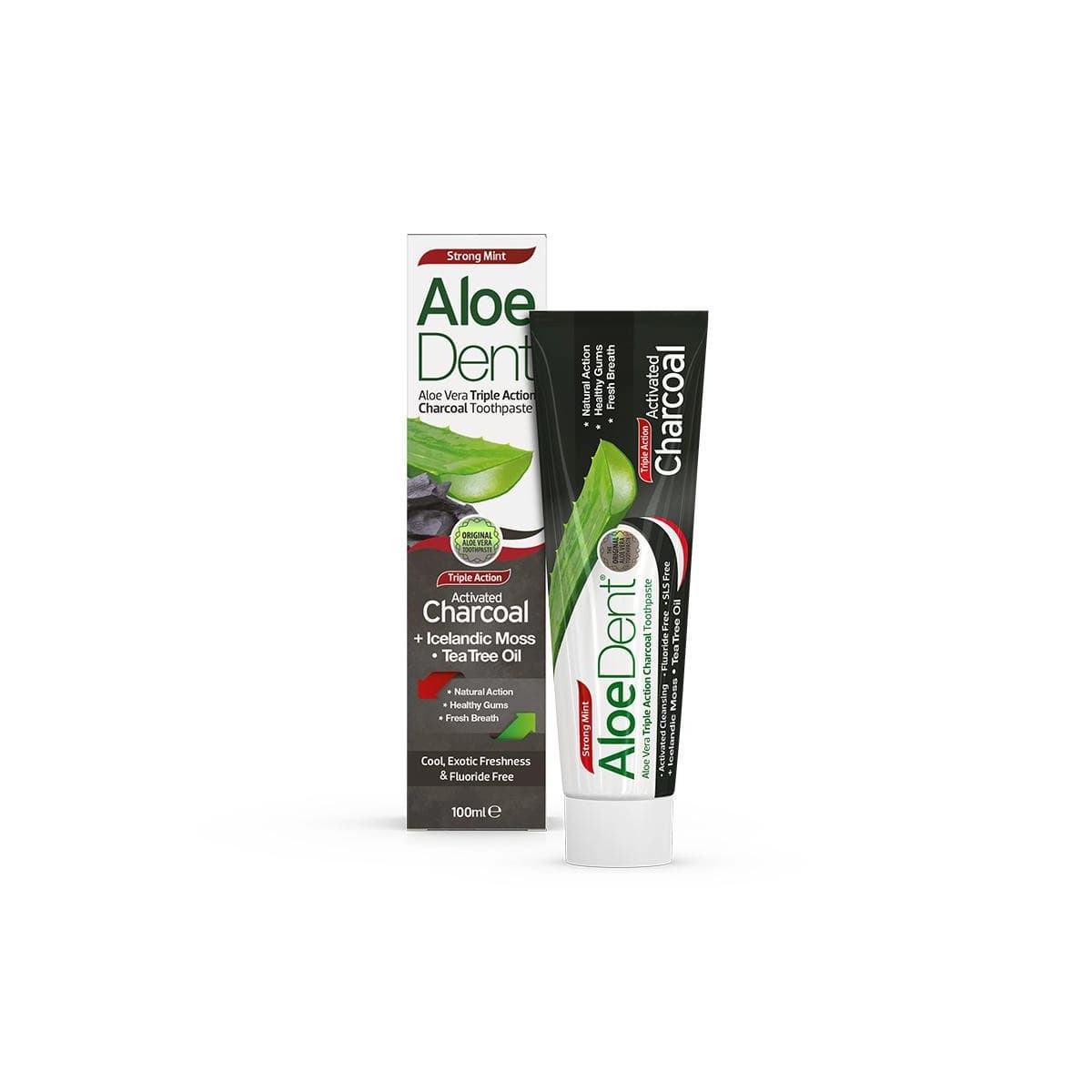 Dentifrico Aloe, Carbon activo, Arbol del te y menta 100ml Aloe Dent