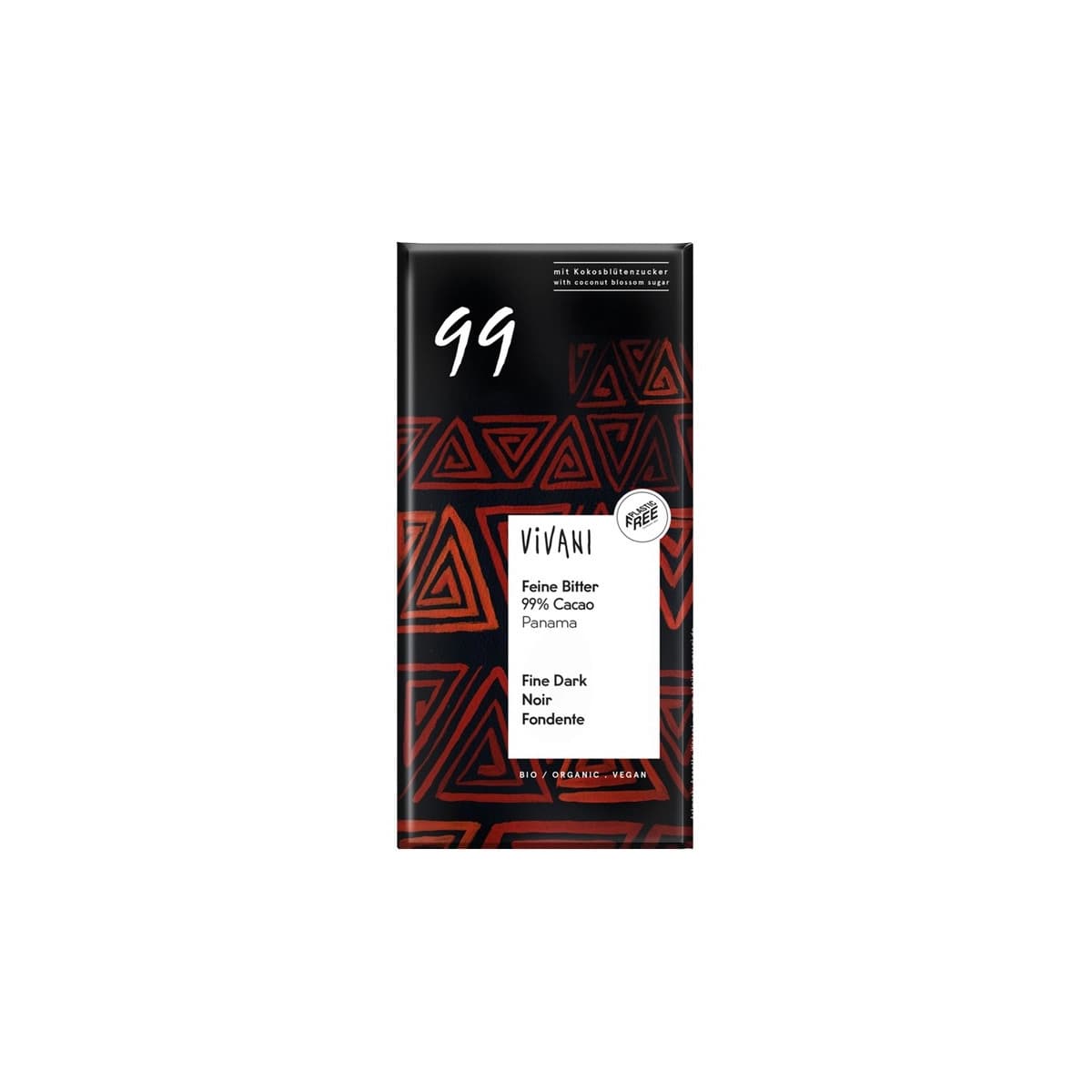 Chocolate negro 99% Panama con azucar de coco bio 80g Vivani