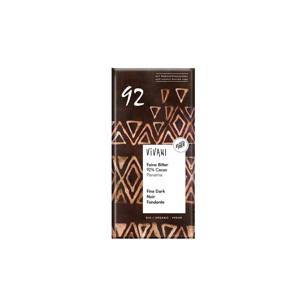 Chocolate negro 92% Panama con azucar de coco bio 80g Vivani
