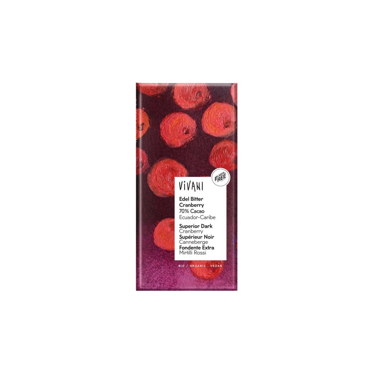 Chocolate negro 70% con Arandano rojo bio 100g Vivani