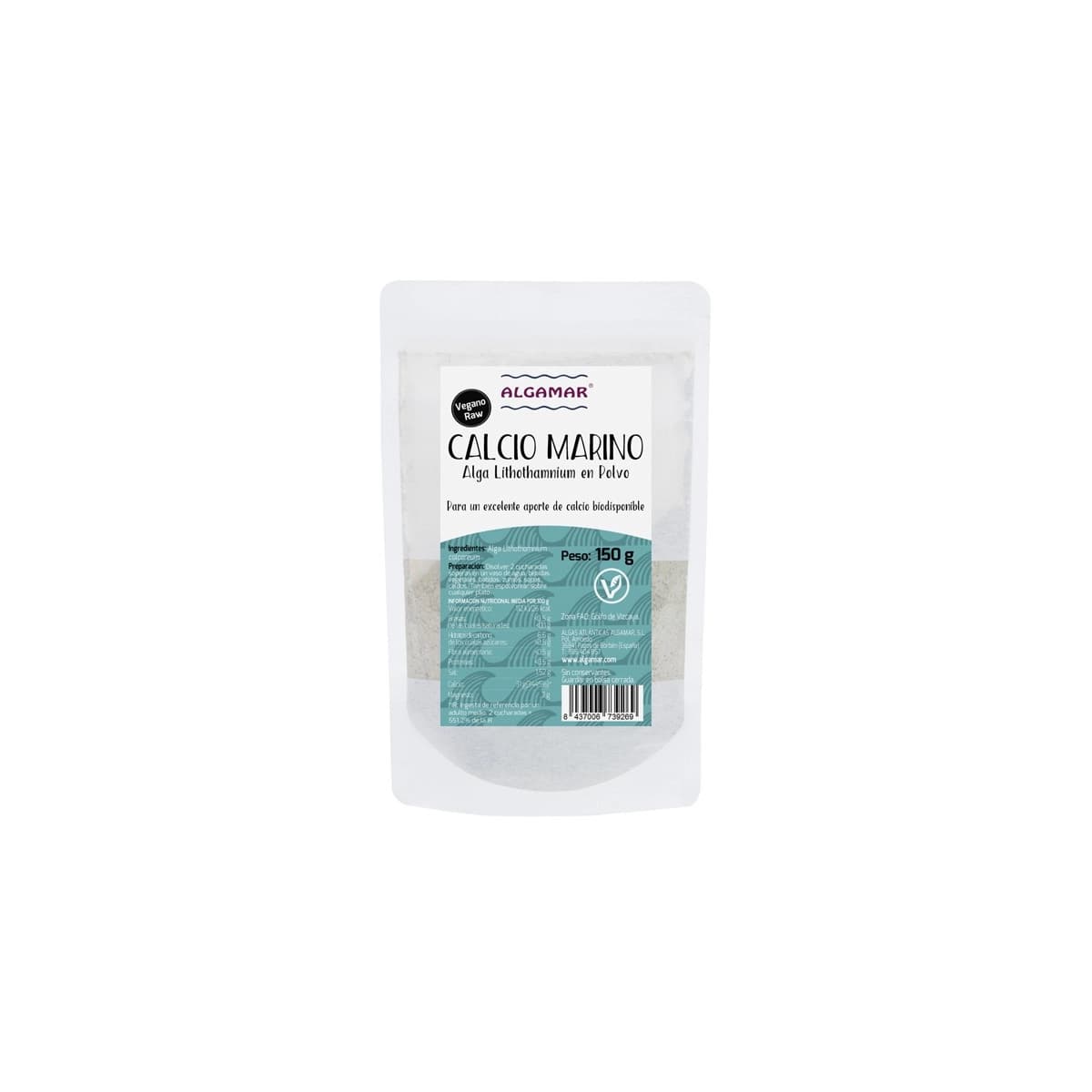 Calcio Marino Alga Lithothamnium en polvo 150g Algamar