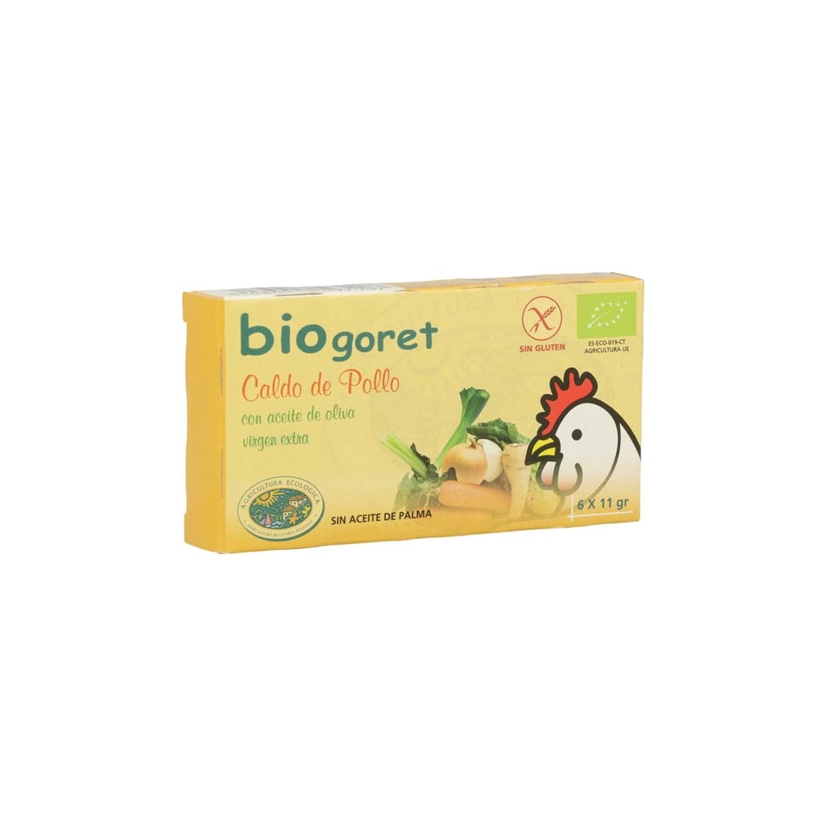 Caldo de pollo con verduras en cubitos bio 6x11g BioGoret