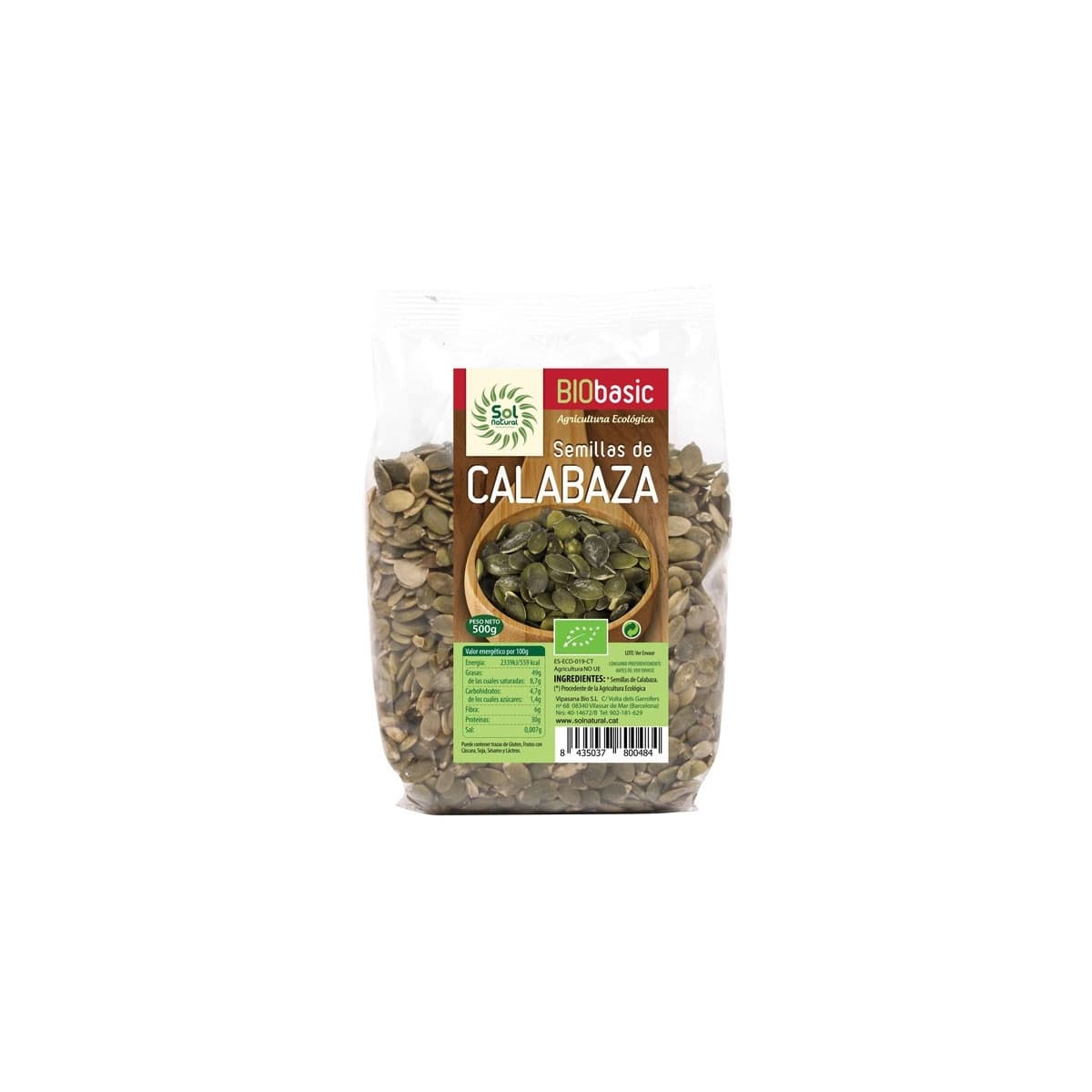Semillas de calabaza Bio 500g Sol Natural