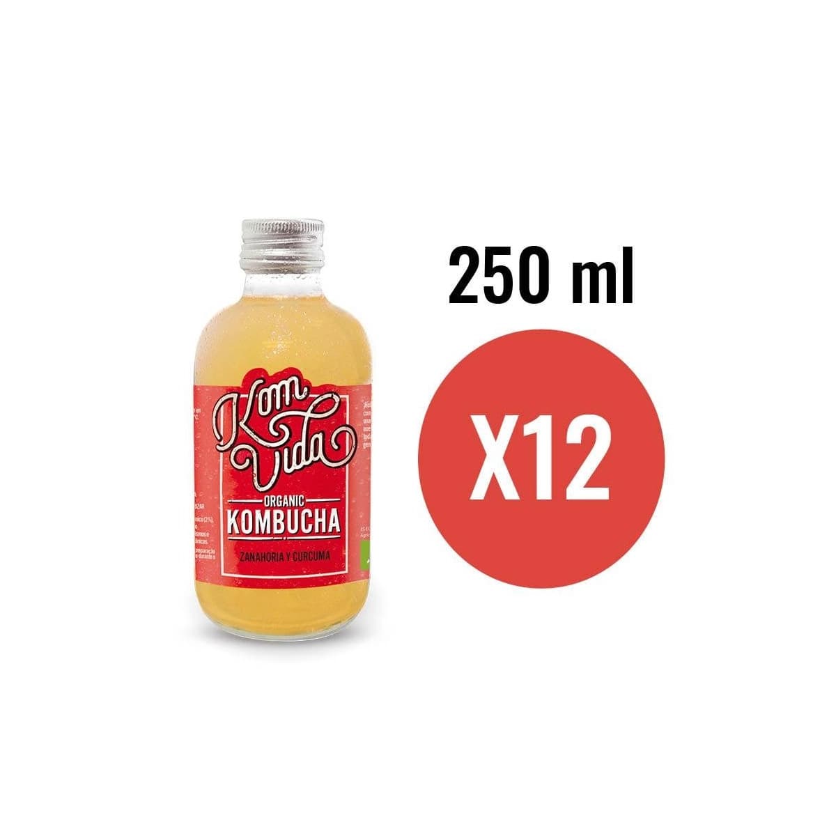 Kombucha Zanahorias y Cúrcuma Bio 12x250ml Komvida