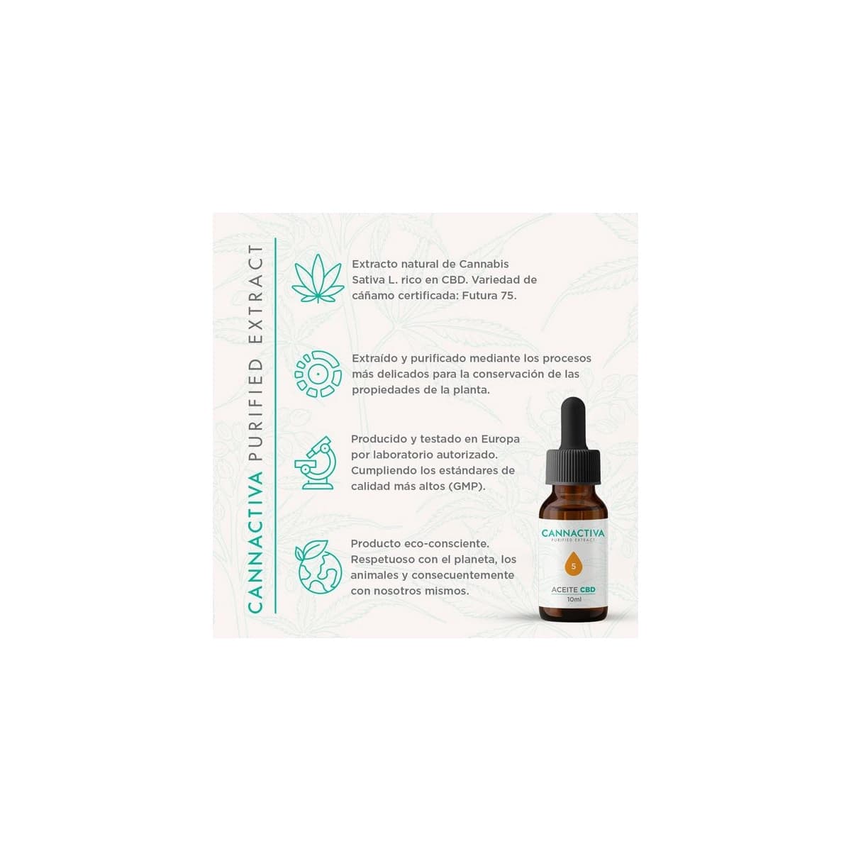 Aceite Purificado CBD Cannabidiol 5% 10ml Cannactiva
