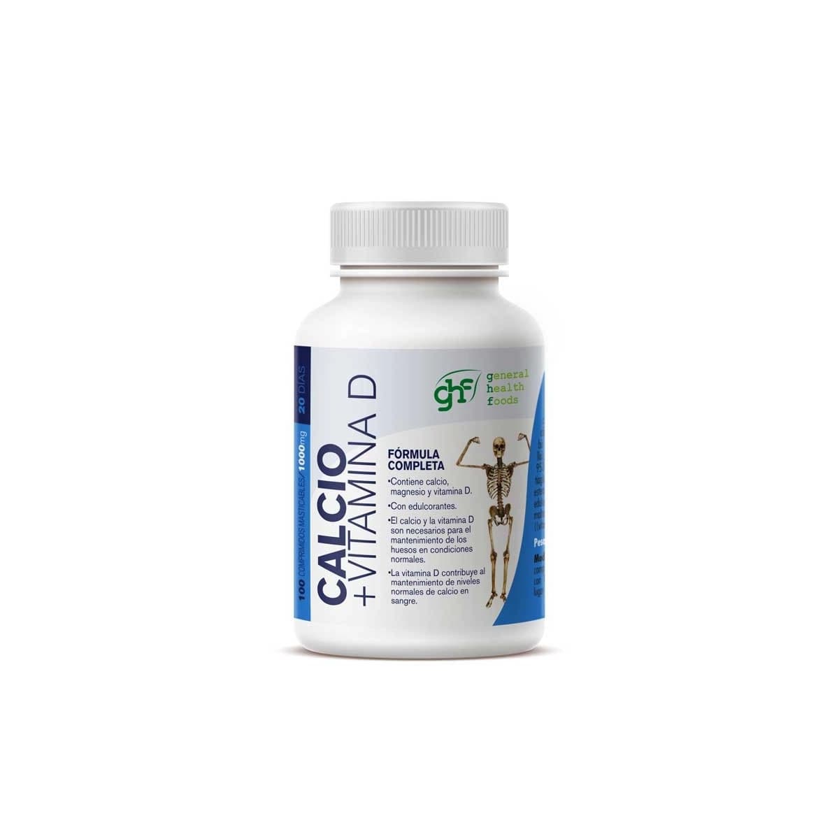 Calcio + Vitamina D masticable 1g 100 comprimidos GHF